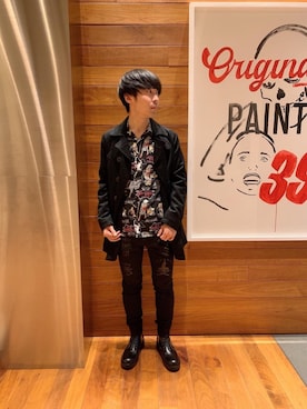 「ラフコーデ」｜「アイテム（ピーコート）」を使った、けんたさん（メンズ・174cm）の冬コーディネート