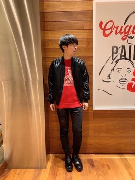 「ラフコーデ」｜「アイテム（スカジャン）」を使った、けんたさん（メンズ・174cm）の冬コーディネート