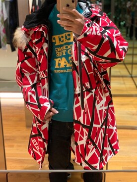 「アイテム（ミリタリージャケット、レッド系）」を使った、けんたさん（メンズ・174cm）の冬コーディネート