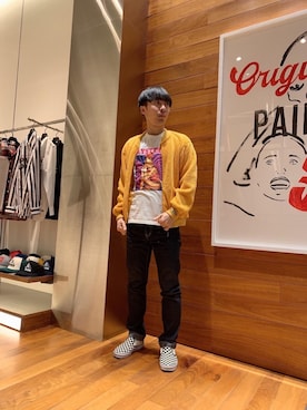 「コラボレーション」｜「アイテム（その他アウター）」を使った、けんたさん（メンズ・174cm）の冬コーディネート