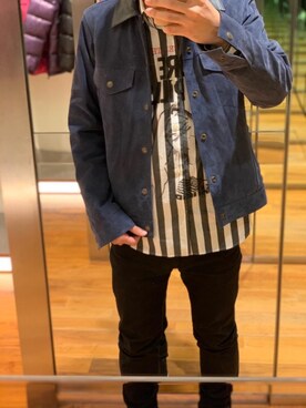 「レザーコーデ」｜「アイテム（デニムジャケット）」を使った、けんたさん（メンズ・174cm）の冬コーディネート