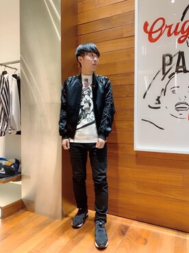 「ラフコーデ」｜「アイテム（スカジャン）」を使った、けんたさん（メンズ・174cm）の冬コーディネート