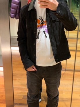 「レザーコーデ」｜「アイテム（デニムジャケット）」を使った、けんたさん（メンズ・174cm）の冬コーディネート