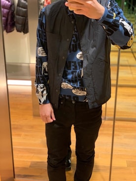 「アイテム（ミリタリージャケット、レッド系）」を使った、けんたさん（メンズ・174cm）の冬コーディネート