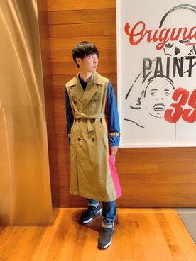 「HYSTERIC GLAMOUR（ヒステリックグラマー）のアイテム（トレンチコート）」を使った、けんたさん（メンズ・174cm）の冬コーディネート