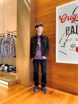 「レザーコーデ」｜「アイテム（デニムジャケット）」を使った、けんたさん（メンズ・174cm）の冬コーディネート