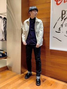 「レザーコーデ」｜「アイテム（ブルゾン）」を使った、けんたさん（メンズ・174cm）の冬コーディネート