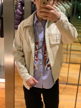 「レザーコーデ」｜「アイテム（ブルゾン）」を使った、けんたさん（メンズ・174cm）の冬コーディネート