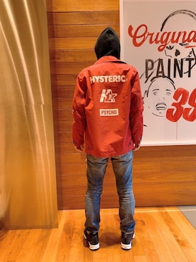 「アイテム（ミリタリージャケット、レッド系）」を使った、けんたさん（メンズ・174cm）の冬コーディネート