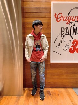 「レザーコーデ」｜「アイテム（ブルゾン）」を使った、けんたさん（メンズ・174cm）の冬コーディネート