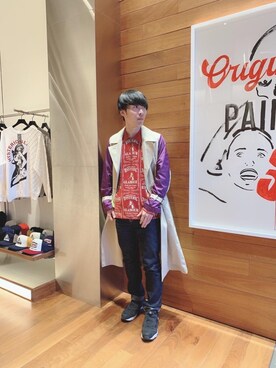「HYSTERIC GLAMOUR（ヒステリックグラマー）のアイテム（トレンチコート）」を使った、けんたさん（メンズ・174cm）の冬コーディネート