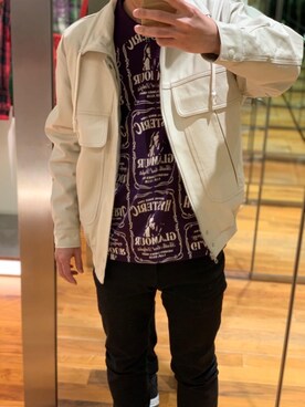 「レザーコーデ」｜「アイテム（ブルゾン）」を使った、けんたさん（メンズ・174cm）の冬コーディネート