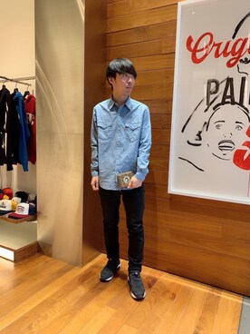 「長袖シャツ」｜「アイテム（財布/小物）」を使った、けんたさん（メンズ・174cm）の冬コーディネート