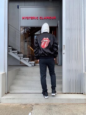 「HYSTERIC GLAMOUR（ヒステリックグラマー）のアイテム（スカジャン）」を使った、けんたさん（メンズ・174cm）の春コーディネート