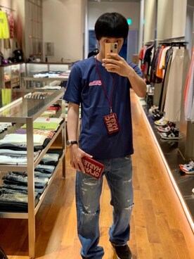 「アイテム（財布、レッド系）」を使った、けんたさん（メンズ・174cm）の夏コーディネート