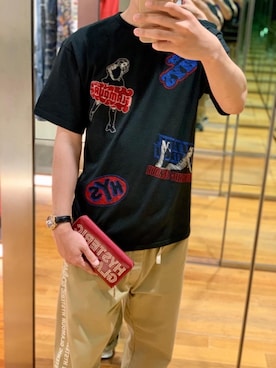 「アイテム（財布、レッド系）」を使った、けんたさん（メンズ・174cm）の夏コーディネート