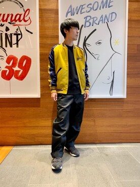 「アイテム（ブルゾン、ゴールド系）」を使った、けんたさん（メンズ・174cm）の秋コーディネート