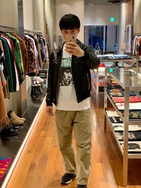 「コラボレーション」｜「アイテム（ブルゾン）」を使った、けんたさん（メンズ・174cm）の秋コーディネート