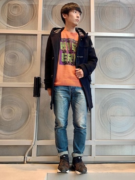 「HYSTERIC GLAMOUR（ヒステリックグラマー）のアイテム（ダッフルコート）」を使った、けんたさん（メンズ・174cm）の冬コーディネート