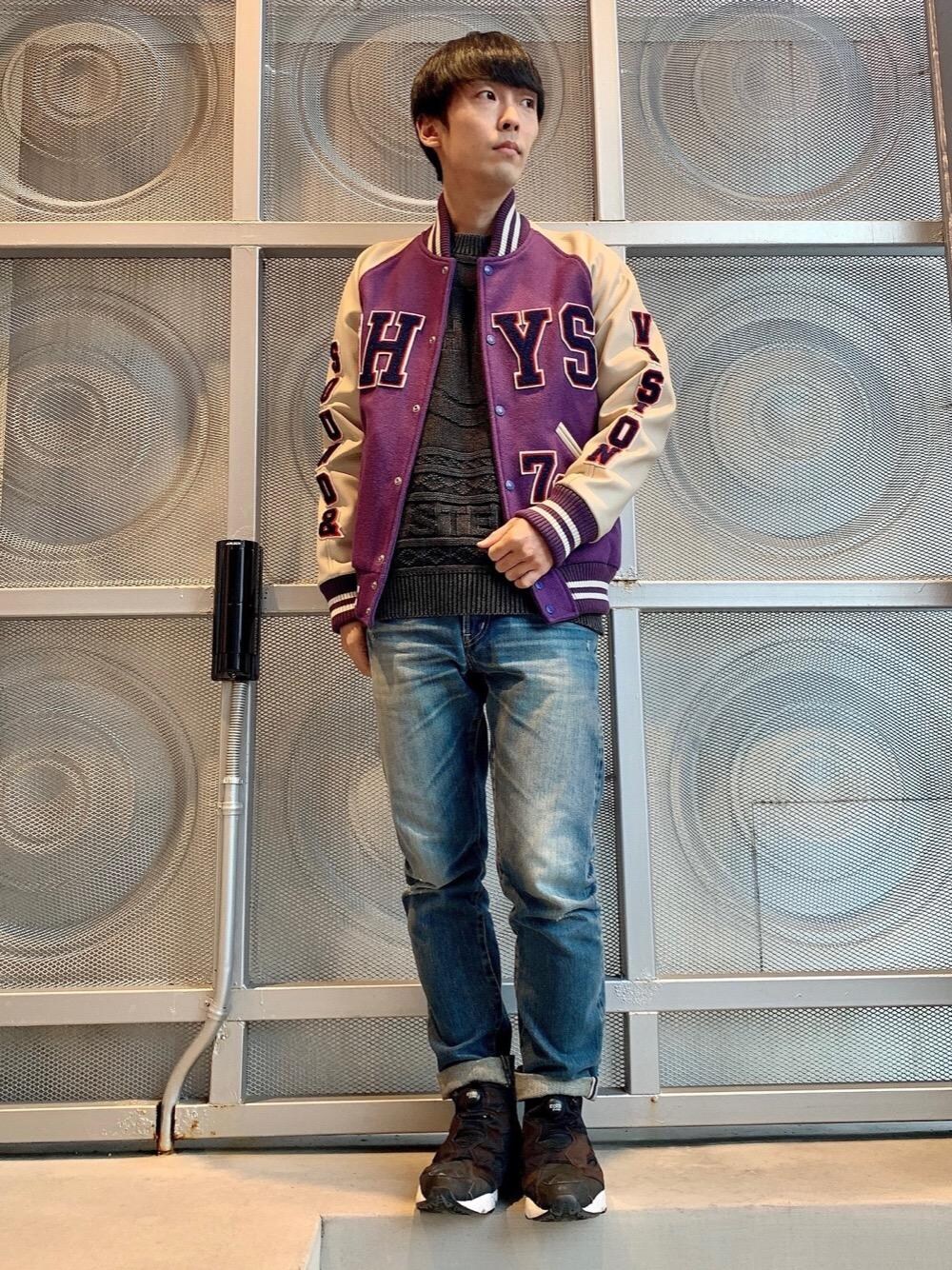 HYSTERIC GLAMOURのスタジャン（パープル系）を使った人気ファッション