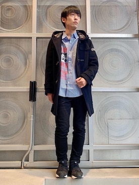 「HYSTERIC GLAMOUR（ヒステリックグラマー）のアイテム（ダッフルコート）」を使った、けんたさん（メンズ・174cm）の冬コーディネート