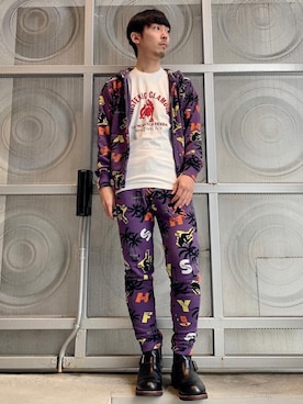 メンズのスウェットパンツ パープル 紫色系 コーディネート Zozotown