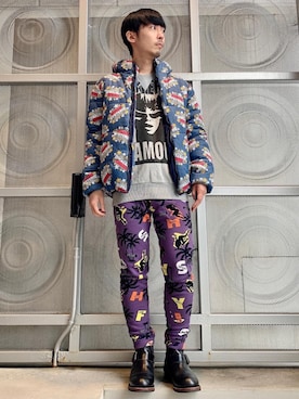「HYSTERIC GLAMOUR（ヒステリックグラマー）のアイテム（ライダースジャケット）」を使った、けんたさん（メンズ・174cm）の冬コーディネート