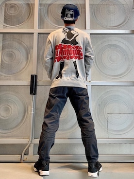 「HYSTERIC GLAMOUR（ヒステリックグラマー）のHYS WHISKY柄 刺繍キャップ（キャップ）」を使った、けんたさん（メンズ・174cm）の冬コーディネート