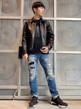 Lewis Leathers/COUNTRYMAN JACKETを使った人気ファッション