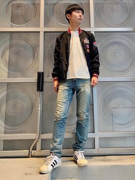 「でにむ」｜「アイテム（ナイロンジャケット）」を使った、けんたさん（メンズ・174cm）の春コーディネート