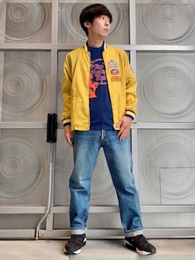 「でにむ」｜「アイテム（ナイロンジャケット）」を使った、けんたさん（メンズ・174cm）の春コーディネート