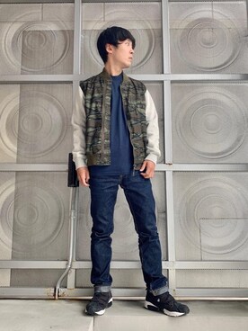 「ロンt」｜「アイテム（その他アウター）」を使った、けんたさん（メンズ・174cm）の秋コーディネート