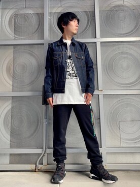 「ロンt」｜「アイテム（デニムジャケット）」を使った、けんたさん（メンズ・174cm）の秋コーディネート