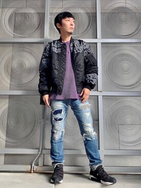 「HYSTERIC GLAMOUR（ヒステリックグラマー）のアイテム（MA-1）」を使った、けんたさん（メンズ・174cm）の秋コーディネート