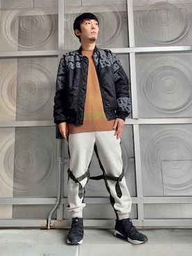 「HYSTERIC GLAMOUR（ヒステリックグラマー）のアイテム（MA-1）」を使った、けんたさん（メンズ・174cm）の秋コーディネート