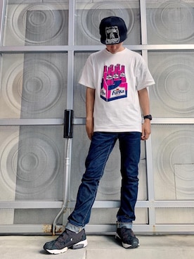 「HYSTERIC GLAMOUR（ヒステリックグラマー）のHYS WHISKY柄 刺繍キャップ（キャップ）」を使った、けんたさん（メンズ・174cm）の夏コーディネート