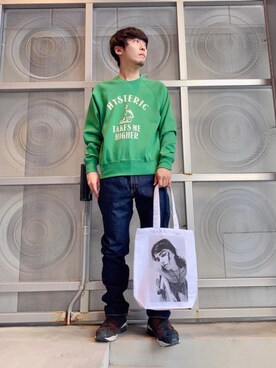 「HYSTERIC GLAMOUR（ヒステリックグラマー）のRICHARD KERN/XX GIRLS トートバッグ（トートバッグ）」を使った、けんたさん（メンズ・174cm）の春コーディネート