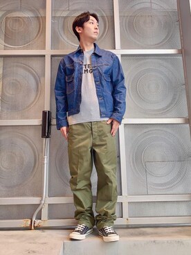 「らふこーで」｜「アイテム（デニムジャケット）」を使った、けんたさん（メンズ・174cm）の春コーディネート