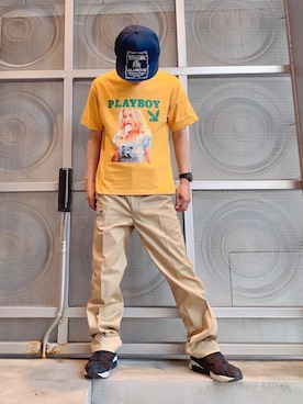 「HYSTERIC GLAMOUR（ヒステリックグラマー）のHYS WHISKY柄 刺繍キャップ（キャップ）」を使った、けんたさん（メンズ・174cm）の春コーディネート