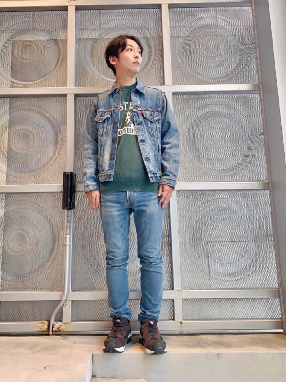 「ヒステリックグラマー、でにむ、hysteric glamour、夏コーデ、らふこーで、あめかじ、ニット 、ストリート⁈」｜「HYSTERIC GLAMOURのデニムジャケット（デニムジャケット、ブルー系）」を使った、けんたさん（メンズ・174cm）の夏コーディネートの1枚目の写真