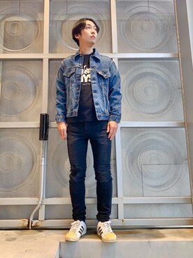 「らふこーで」｜「アイテム（デニムジャケット）」を使った、けんたさん（メンズ・174cm）の秋コーディネート