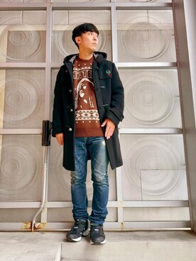 「らふこーで」｜「アイテム（ダウンジャケット/コート）」を使った、けんたさん（メンズ・174cm）の秋コーディネート