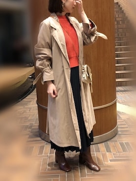 「select MOCA（セレクトモカ）のアイテム（トレンチコート）」を使った、rere®️ さん（レディース・159cm）の冬コーディネート