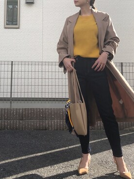 「select MOCA（セレクトモカ）のアイテム（トレンチコート）」を使った、rere®️ さん（レディース・159cm）の冬コーディネート
