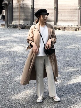 「OZOC（オゾック）のアイテム（キャスケット）」を使った、rere®️ さん（レディース・159cm）の春コーディネート