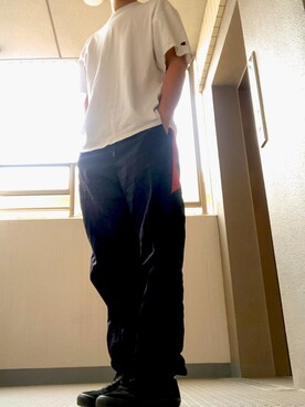 「GU（ジーユー）のアイテム（パンツ、ブラック系）」を使った、rikuさん（メンズ・170cm）の夏コーディネート