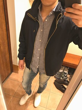「ホワイトスニーカー」｜「アイテム（ブルゾン）」を使った、Newoneさん（メンズ・171cm）の春コーディネート