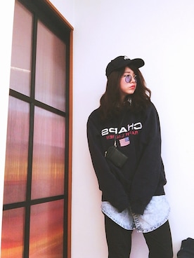 「黒パンツ」｜AJATIN.さん（レディース・158cm）の春コーディネート