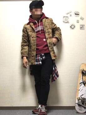 「BEDWIN & THE HEARTBREAKERS」｜「アイテム（カバーオール）」を使った、kaitatsuさん（メンズ・168cm）の冬コーディネート
