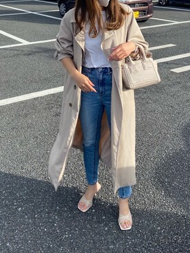 「RETRO GIRL（レトロガール）のアイテム（トレンチコート）」を使った、harmyfashionsさん（レディース・161cm）の春コーディネート